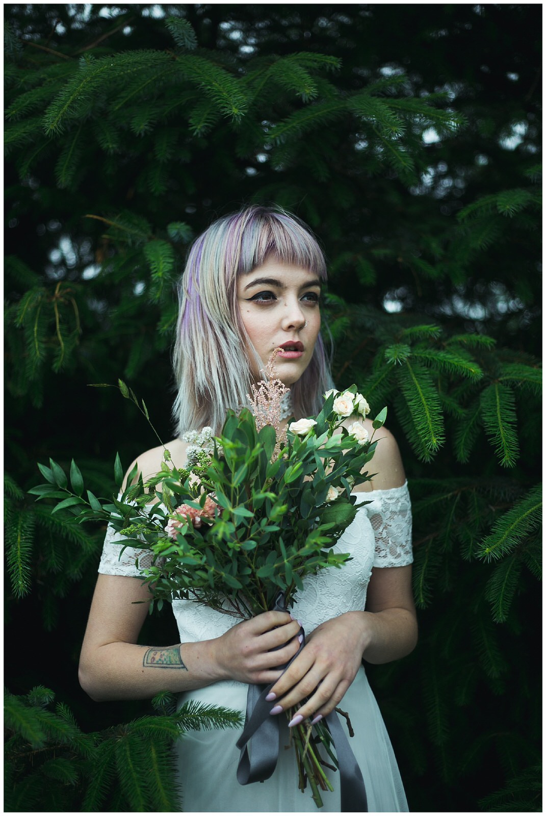 Wild Things Wed - Portrait of a bride in pine trees