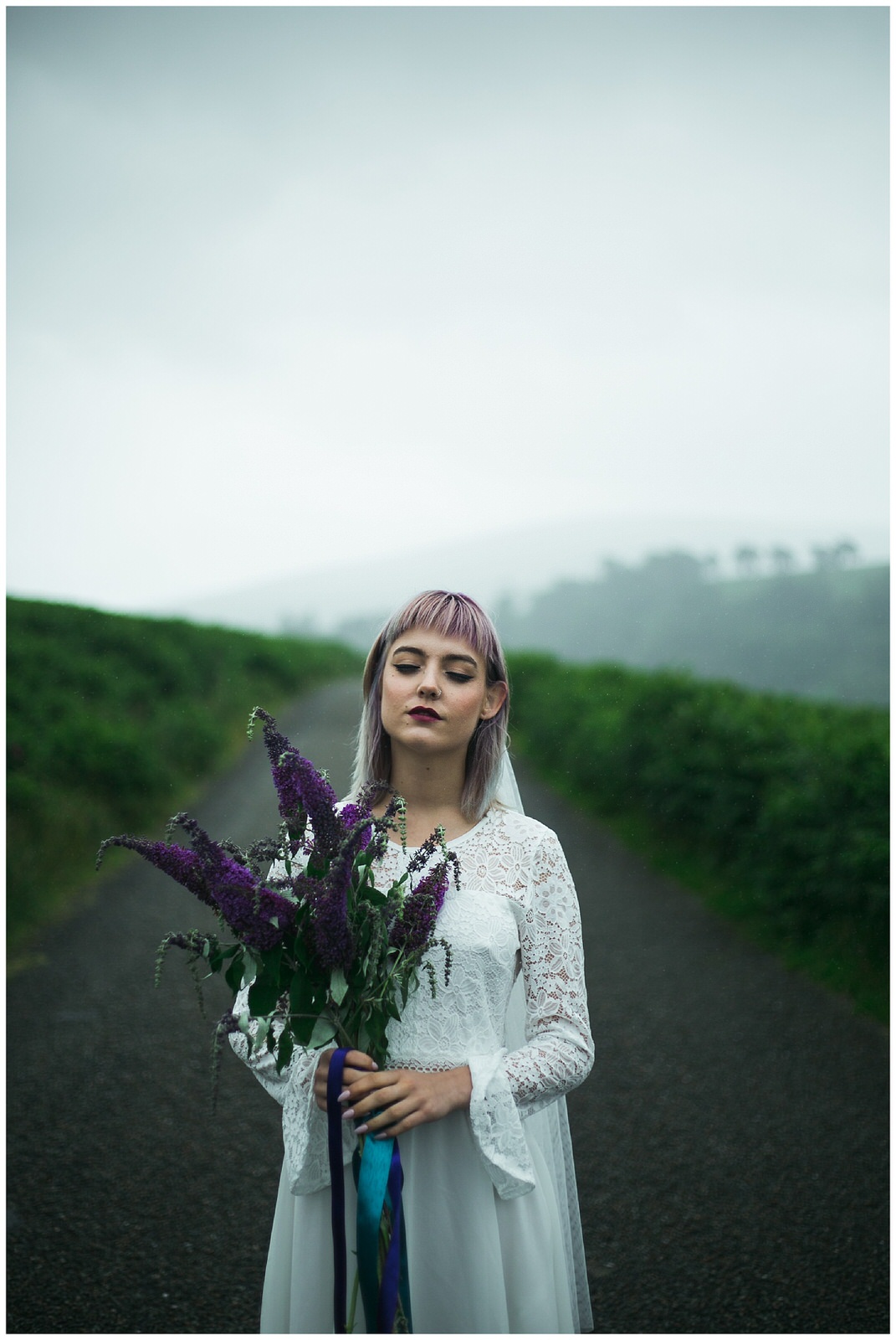 Rainy wedding portrait in the stunning Wicklow Mountains - Wild Things Wed Photography