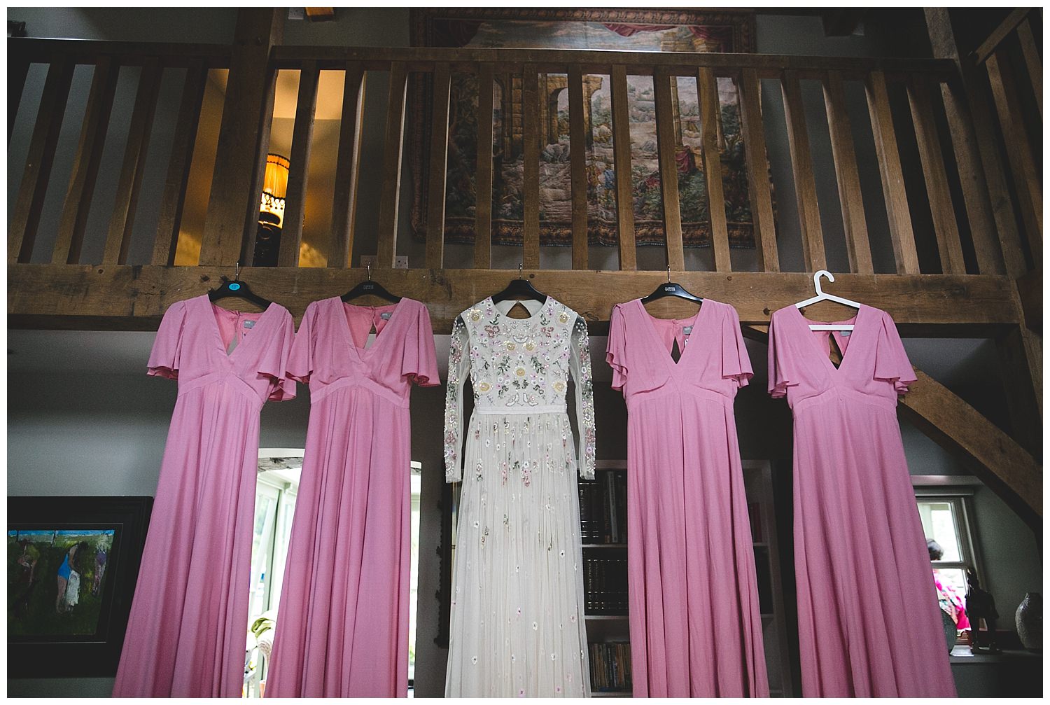 Pastel pink bridesmaids dresses