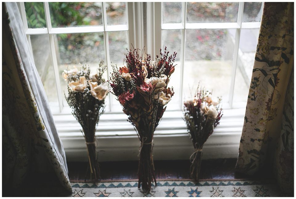 Photograph of beautiful dried autumn themed bouquets