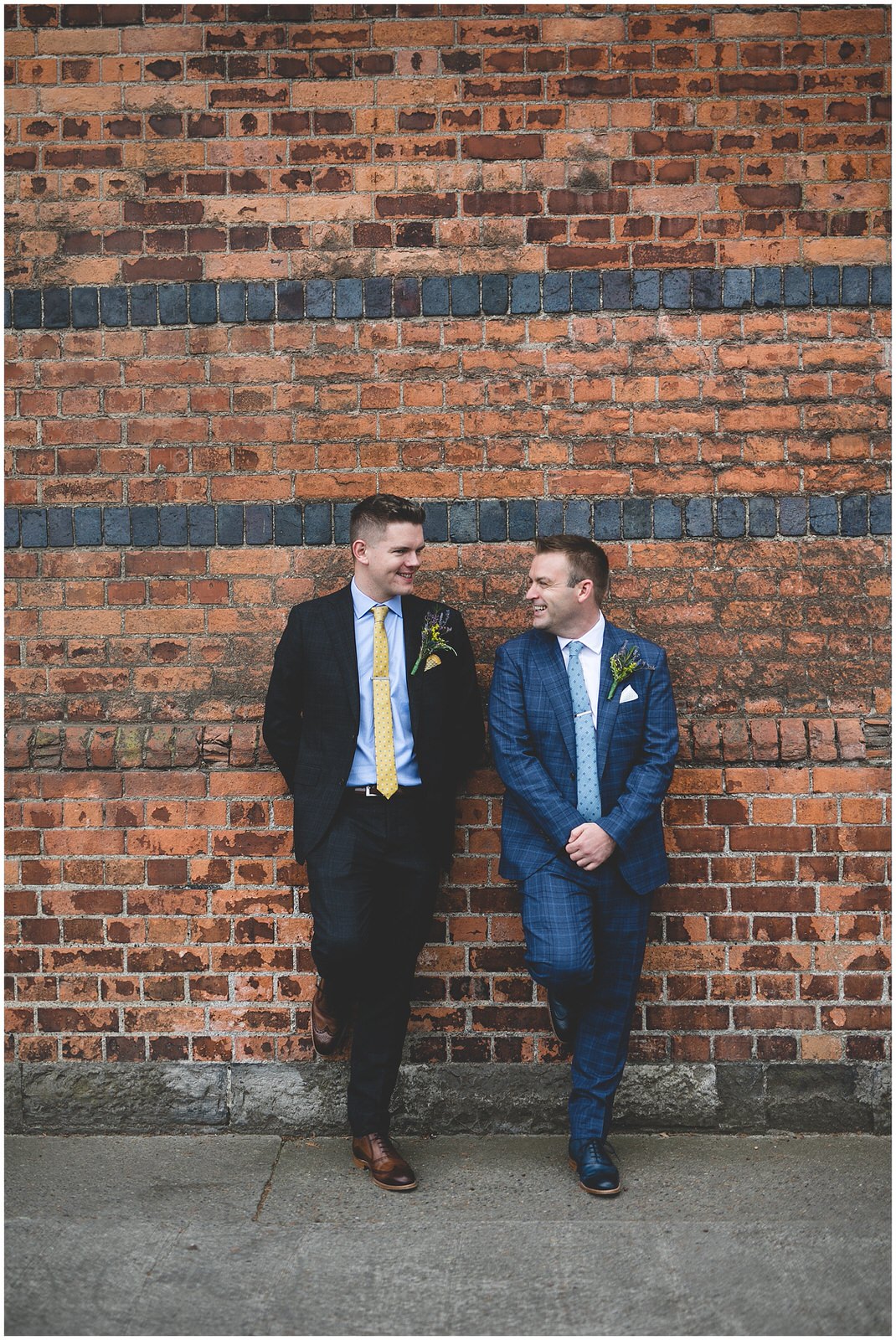 Red brick textured backdrop for wedding portraits