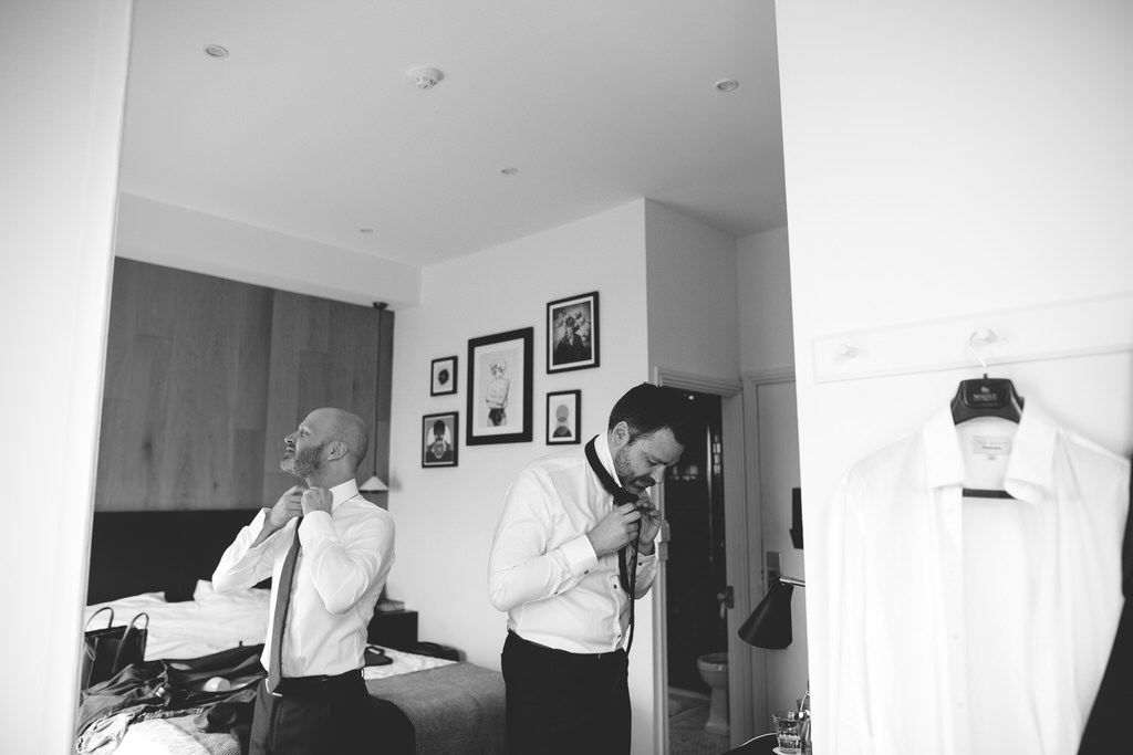 Groom prep on the wedding morning