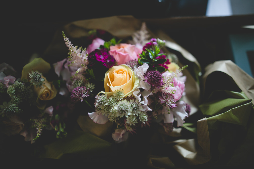 orange & pink toned bouquet 